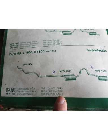 SILENCIOSO INTERMEDIO ESCAPE FORD CAPRI MK2 Y MK3 1600