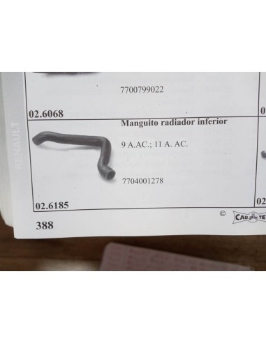 MANGUITO INFERIOR RADIADOR RENAULT 9 Y 11 CON A/A