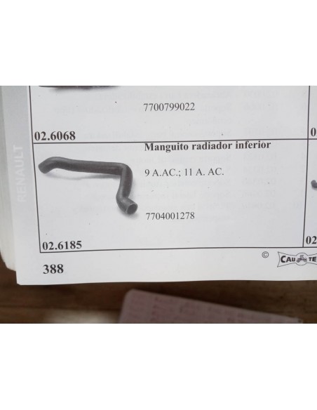 MANGUITO INFERIOR RADIADOR RENAULT 9 Y 11 CON A/A