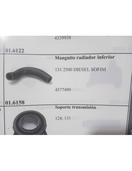 MANGUITO INFERIOR DE RADIADOR SEAT 131 SOFIM DIESEL