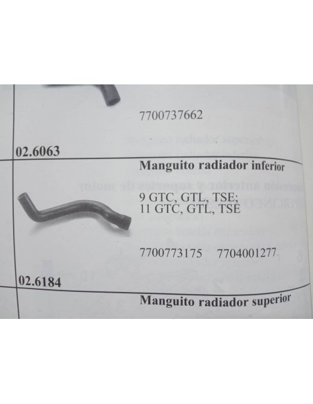 MANGUITO INFERIOR DE RADIADOR RENAULT 9 Y 11