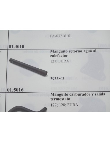 MANGUITO RETORNO AGUA RADIADOR CALEFACCION SEAT 127 Y FURA