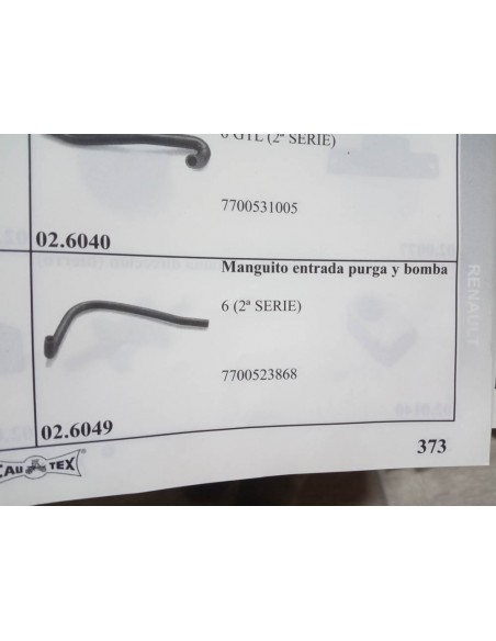 MANGUITO CALEFACCION RENAULT 6 2ª SERIE