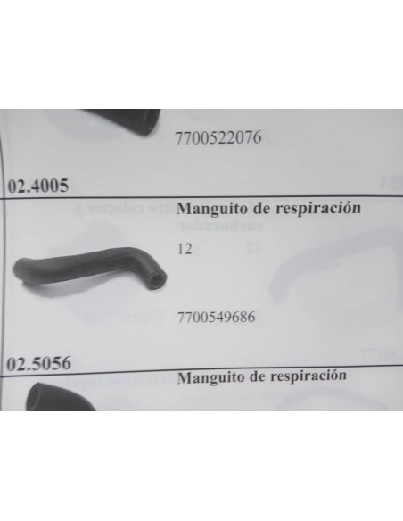 MANGUITO DE RESPIRACION RENAULT 12