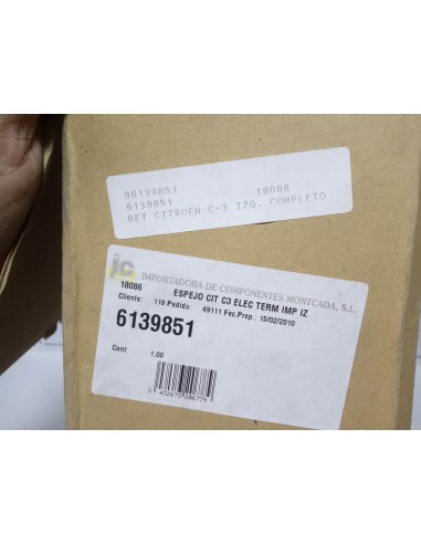 ESPEJO RETROVISOR IZQUIERDO CITROEN C3 (SIN CARCASA)