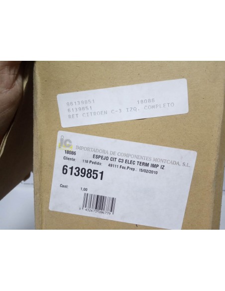 ESPEJO RETROVISOR IZQUIERDO CITROEN C3 (SIN CARCASA)