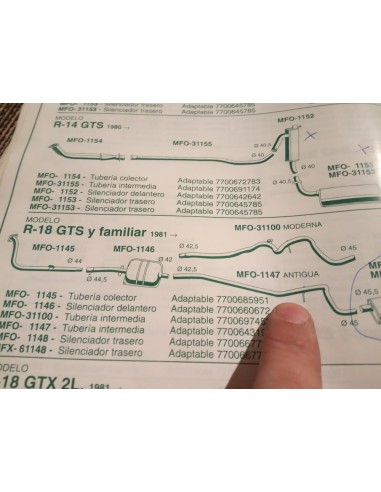 TUBERIA INTERMEDIA ESCAPE RENAULT 18 DIESEL Y GASOLINA