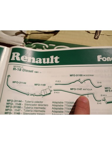 TUBERIA INTERMEDIA ESCAPE RENAULT 18 DIESEL Y GASOLINA