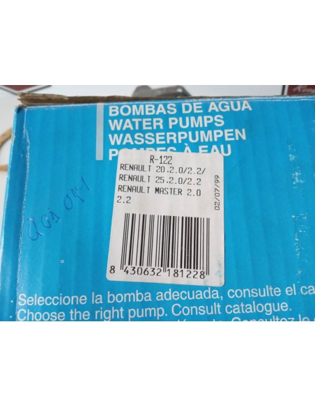 BOMBA DE AGUA RENAULT 25 ,20 Y MASTER GASOLINA