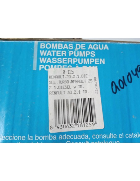 BOMBA DE AGUA RENAULT 20 ,25 Y 30 DIESEL