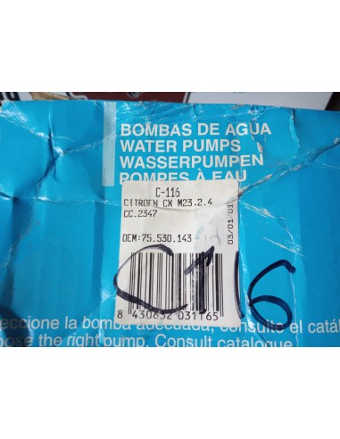 BOMBA DE AGUA CITROEN CX PALAS SUPER 2.4  4 VEL