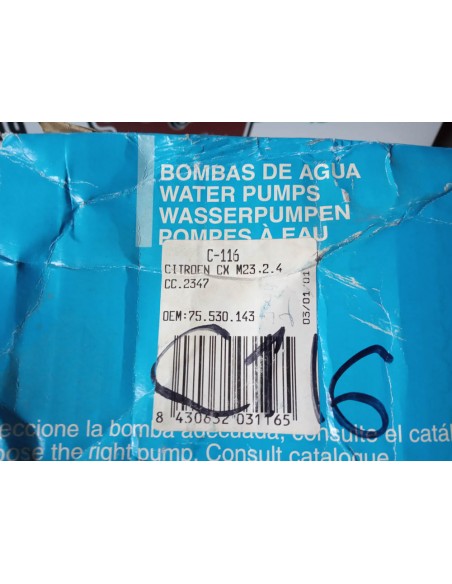 BOMBA DE AGUA CITROEN CX PALAS SUPER 2.4  4 VEL