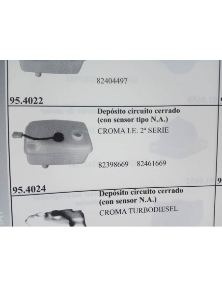 BOTELLA DEPOSITO EXPANSION LANCIA THEMA Y FIAT CROMA I.E 2ª SERIE (CON SENSOR)