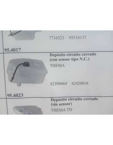 BOTELLA DEPOSITO EXPANSION FIAT CROMA Y LANCIA THEMA I.E 1ª SERIE (CON SENSOR)