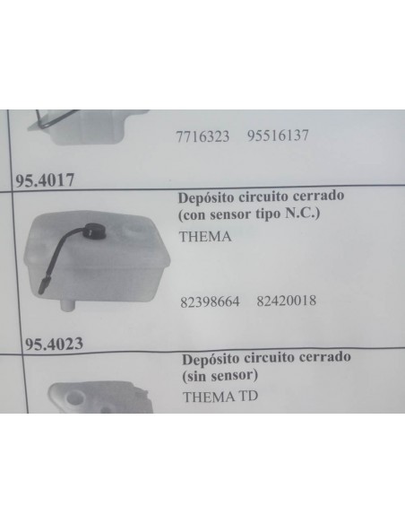 BOTELLA DEPOSITO EXPANSION FIAT CROMA Y LANCIA THEMA I.E 1ª SERIE (CON SENSOR)