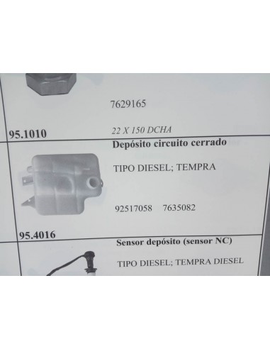 BOTELLA DEPOSITO EXPANSION FIAT TIPO,TEMPRA,LANCIA DEDRA Y ALFA 145 Y 146 DIESEL