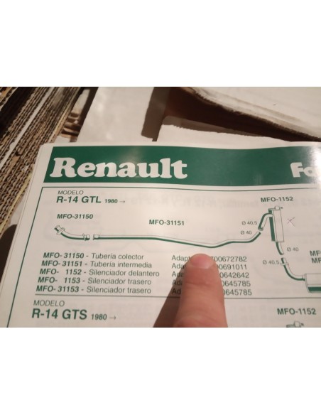 TUBERIA INTERMEDIA ESCAPE RENAULT 14 GTL