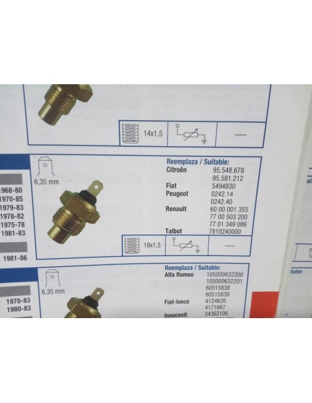 MONOCONTACTO DE TEMPERATURA RENAULT , CITROEN ,PEUGEOT Y TALBOT