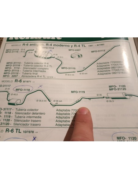 TUBERIA INTERMEDIA RENAULT 6 PRIMERA SERIE