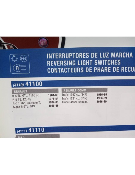 INTERRUPTOR LUZ MARCHA ATRAS RENAULT 5 Y SUPER 5