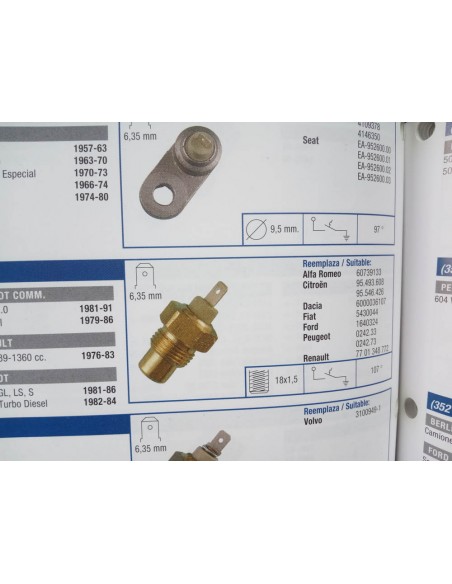 TERMOCONTACTO DE TEMPERATURA CITROEN MEHARI, FORD , PEUGEOT ,TALBOT Y RENAULT