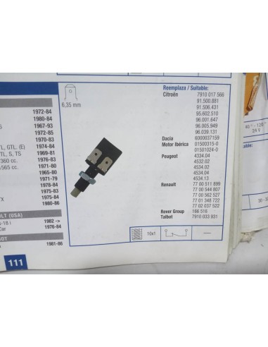 INTERRUPTOR LUZ DE FRENO RENAULT 4,5,6,7,12,14,18,20 Y 30