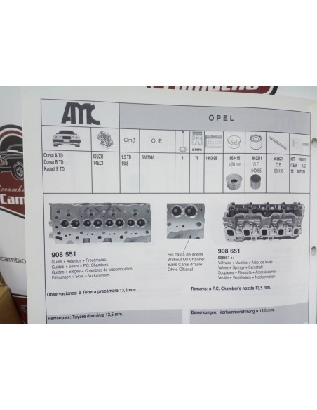 CULATA OPEL CORSA A Y B ,ISUZU Y KADETT E MOTOR 1.5 TD