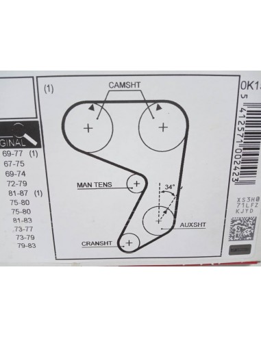 CORREA DE DISTRIBUCION SEAT 124 , 1430,132 Y 131 MOTOR 1600 Y 1800