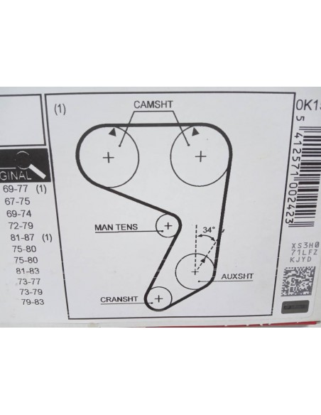 CORREA DE DISTRIBUCION SEAT 124 , 1430,132 Y 131 MOTOR 1600 Y 1800