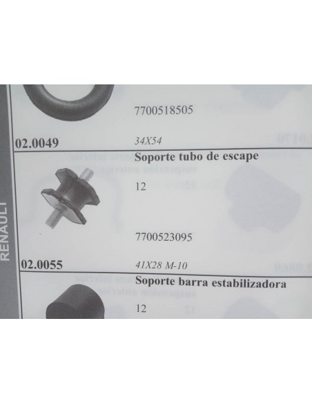 SILEMBLOCK SOPORTE DE ESCAPE RENAULT 12 (METRICA 10 mm)