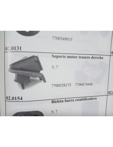 SOPORTE MOTOR TRASERO DERECHO RENAULT 4,5,6 Y 7