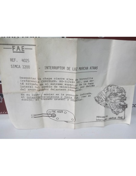 INTERRUPTOR LUZ MARCHA ATRAS SIMCA 1200