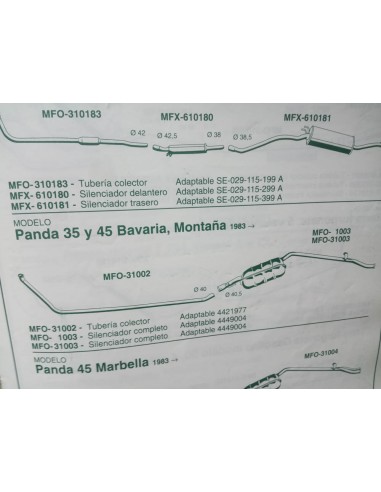 SILENCIOSO TRASERO ESCAPE SEAT PANDA  35 Y 45