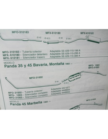 SILENCIOSO TRASERO ESCAPE SEAT PANDA  35 Y 45