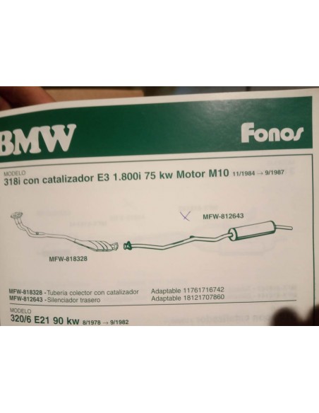 SILENCIOSO TRASERO ESCAPE BMW 318i E30