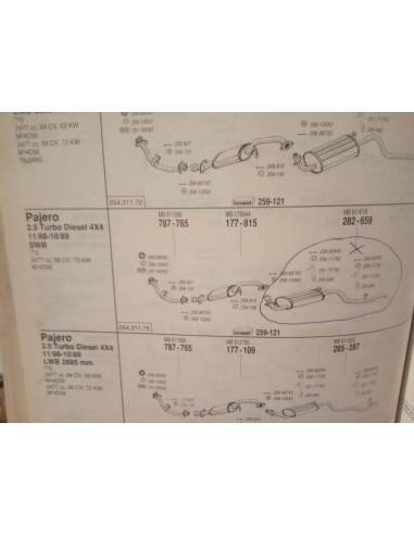 SILENCIOSO TRASERO ESCAPE MITSUBISHI PAJERO 2.5 TURBO DIESEL 4x4
