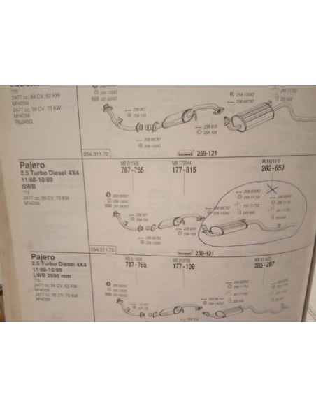 SILENCIOSO TRASERO ESCAPE MITSUBISHI PAJERO 2.5 TURBO DIESEL 4x4