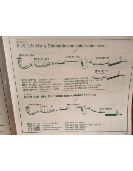 SILENCIOSO DELANTERO ESCAPE RENAULT 19 1.8 16V