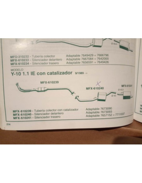 SILENCIOSO DELANTERO ESCAPE LANCIA Y10 Y AUTOBIANCHI Y10