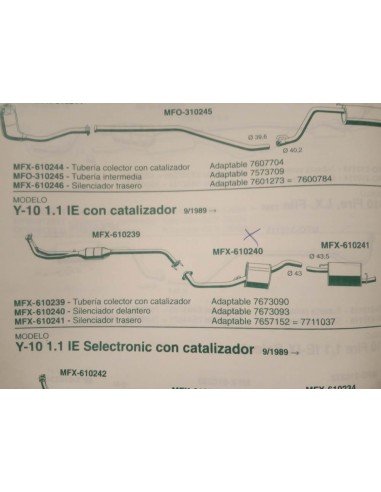 SILENCIOSO DELANTERO ESCAPE LANCIA Y10 Y AUTOBIANCHI Y10