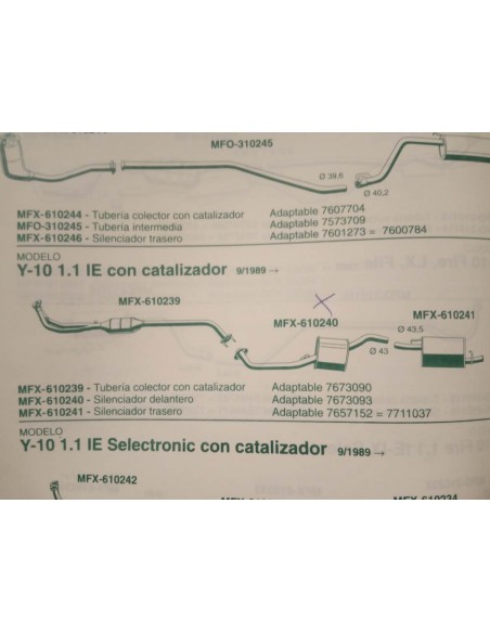 SILENCIOSO DELANTERO ESCAPE LANCIA Y10 Y AUTOBIANCHI Y10