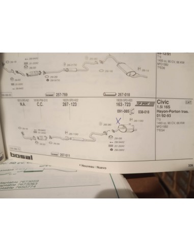 SILENCIOSO TRASERO ESCAPE HONDA CIVIC 1.3 Y 1.5 (DEL 91 A 95)