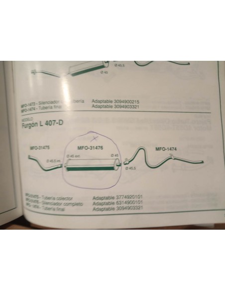 SILENCIOSO ESCAPE MERCEDES MB 90,100,130,150,170 Y L 407-D