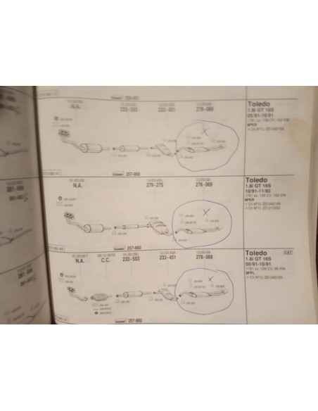 SILENCIOSO TRASERO ESCAPE SEAT TOLEDO 1.8i Y 2.0i 16V GASOLINA