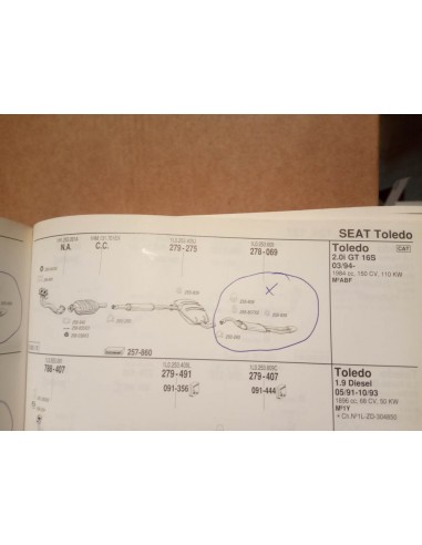 SILENCIOSO TRASERO ESCAPE SEAT TOLEDO 1.8i Y 2.0i 16V GASOLINA