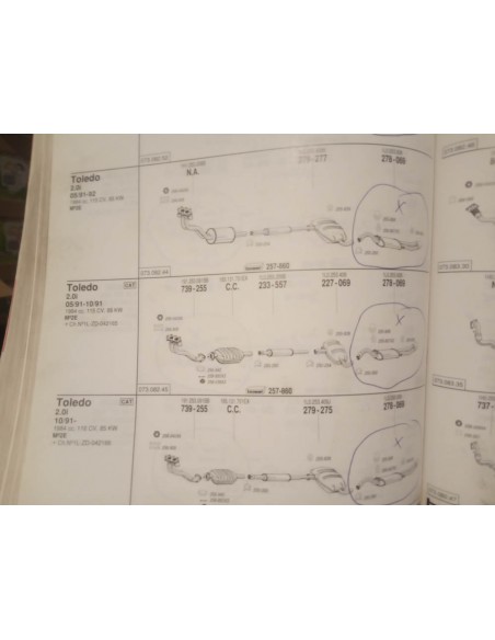 SILENCIOSO TRASERO ESCAPE SEAT TOLEDO 1.8i Y 2.0i 16V GASOLINA
