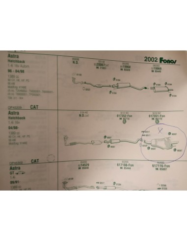 SILENCIOSO TRASERO ESCAPE OPEL ASTRA G 1.4i Y 1.6i A PARTIR DEL 4/98