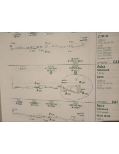SILENCIOSO TRASERO ESCAPE OPEL ASTRA G 1.4i Y 1.6i A PARTIR DEL 4/98