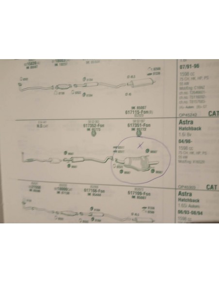 SILENCIOSO TRASERO ESCAPE OPEL ASTRA G 1.4i Y 1.6i A PARTIR DEL 4/98