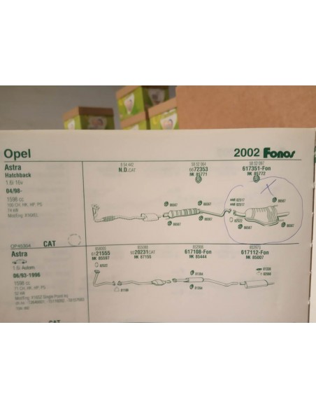 SILENCIOSO TRASERO ESCAPE OPEL ASTRA G 1.4i Y 1.6i A PARTIR DEL 4/98